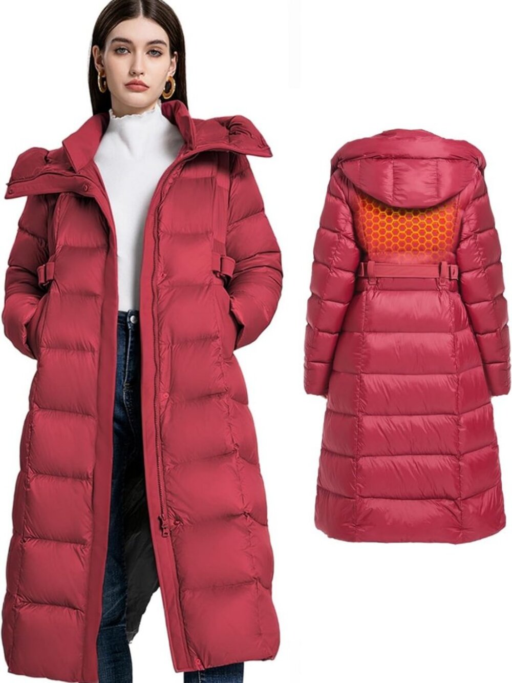 Cozy Women's Winter Full Length 800 Fill Duck Down Puffer Coat - Warm & Stylish
